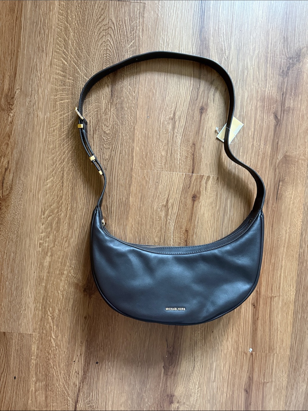 Michael Kors Brown Crescent Shoulder Bag with Gold Hardware